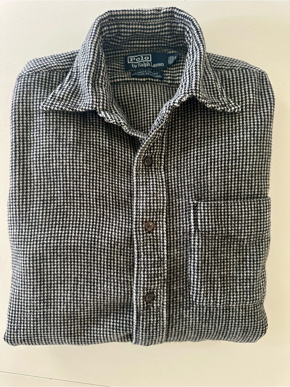 Vintage Ralph Lauren Lowell black and ivory wool shirt SIZE M